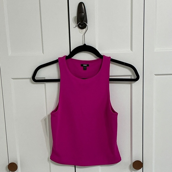 Express Tops - Express Body Contour Hot Pink Cropped High Neck Tank Top Size S